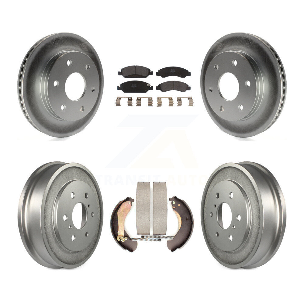Front Rear Coated Disc Brake Rotors Semi-Metallic Pads And Drum Kit For GMC Sierra 1500 KGF-102894