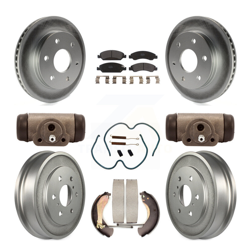 Front Rear Coated Disc Brake Rotor Semi-Metallic Pad & Drum Kit (9Pc) For GMC Sierra 1500 KGF-102895