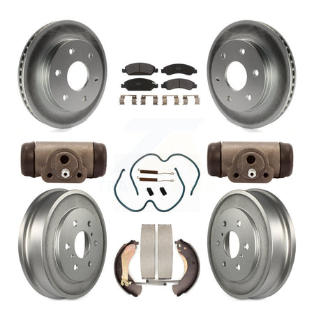 Front Rear Coated Disc Brake Rotor Semi-Metallic Pad & Drum Kit (9Pc) For GMC Sierra 1500 KGF-102895