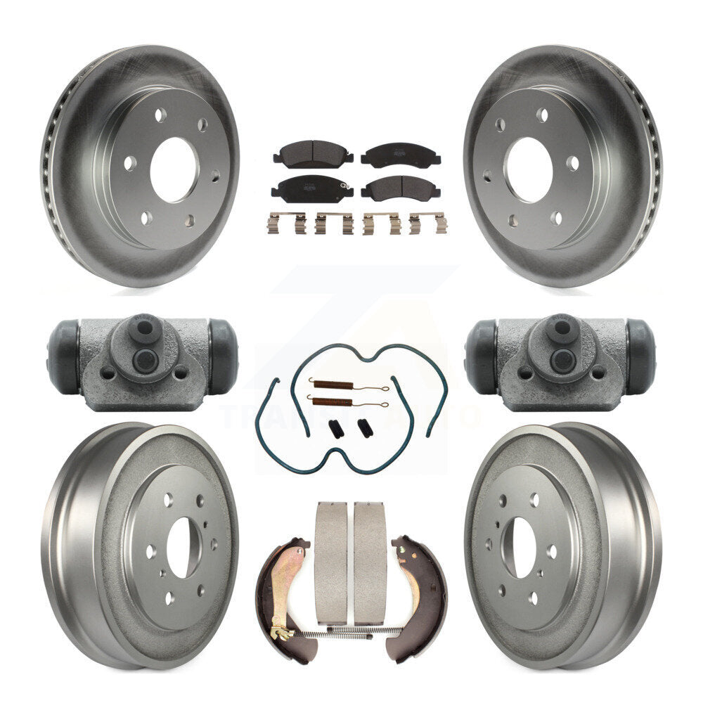 Front Rear Coated Disc Brake Rotor Semi-Metallic Pad & Drum Kit (9Pc) For GMC Sierra 1500 KGF-102896