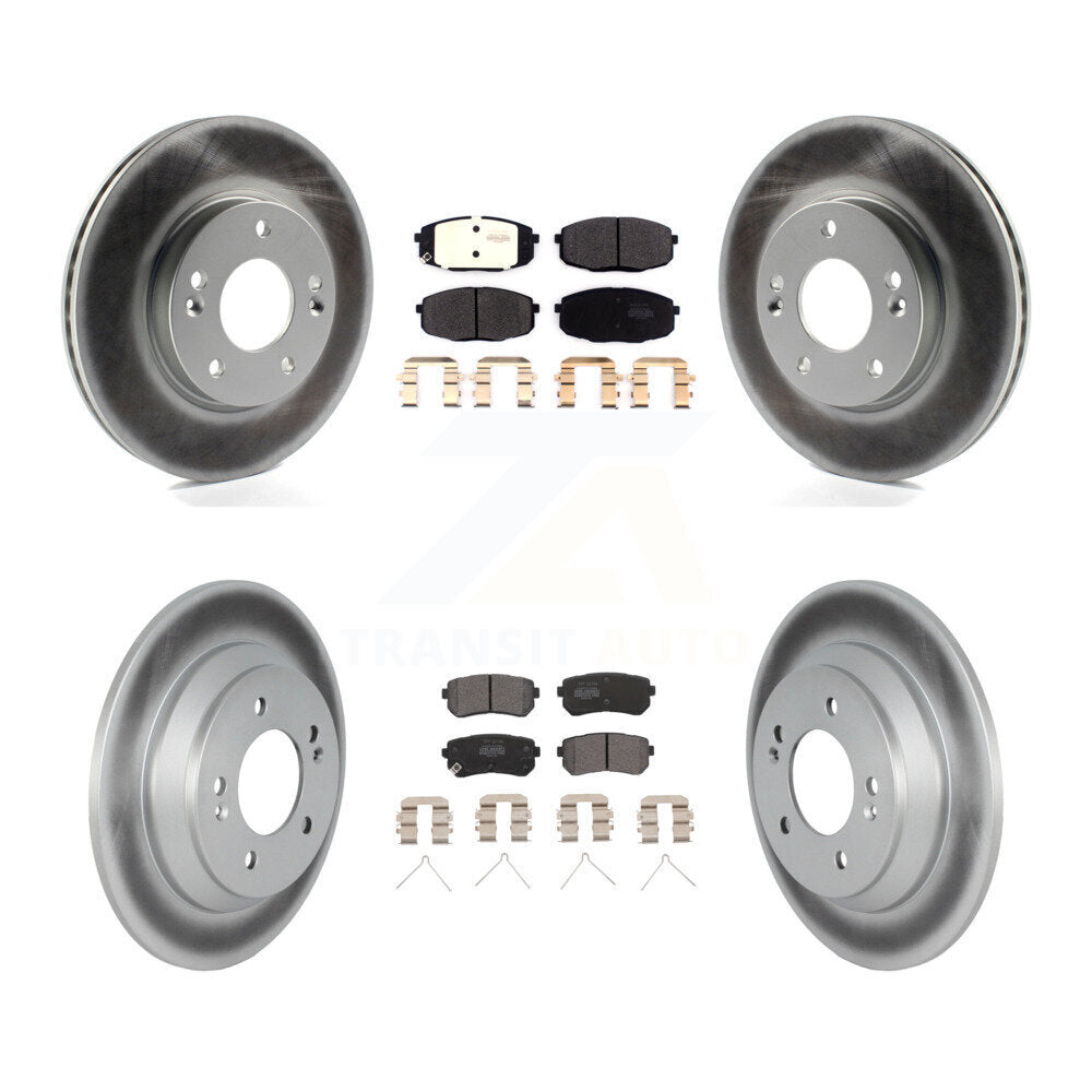 Front Rear Coated Brake Rotor & Semi-Metallic Pad Kit For 2022 Hyundai Kona FWD with 1.6L KGF-102915