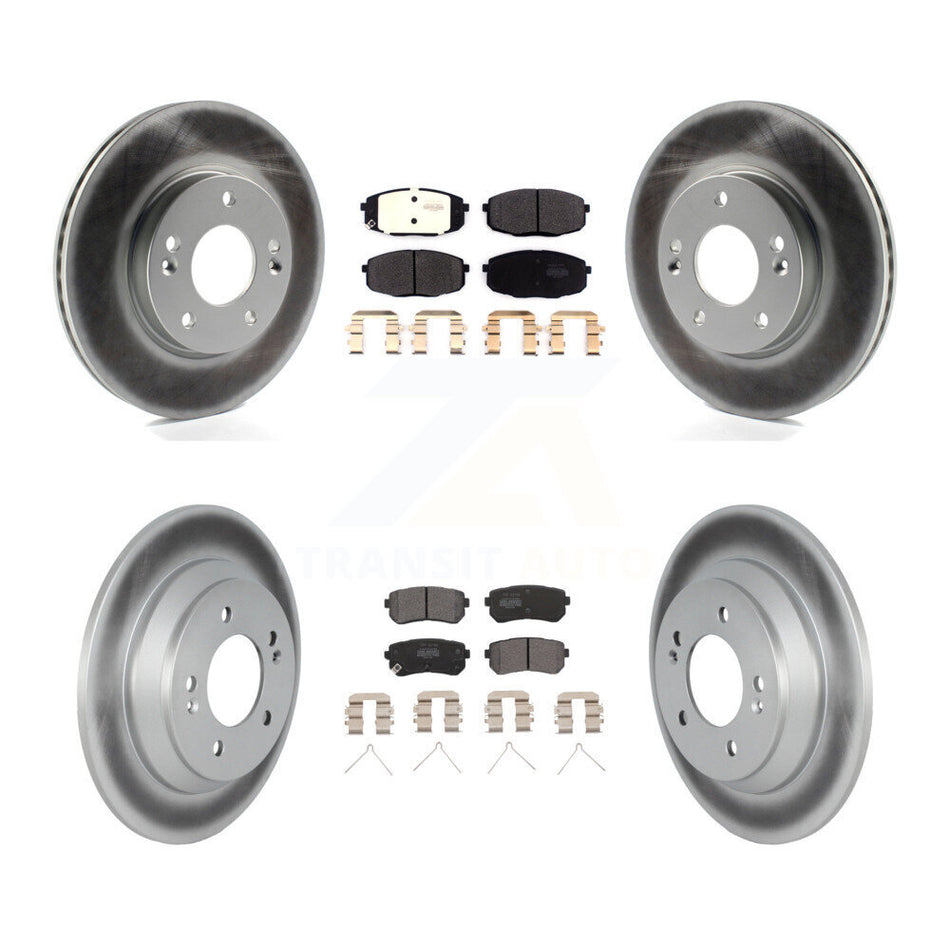 Front Rear Coated Brake Rotor & Semi-Metallic Pad Kit For 2022 Hyundai Kona FWD with 1.6L KGF-102915