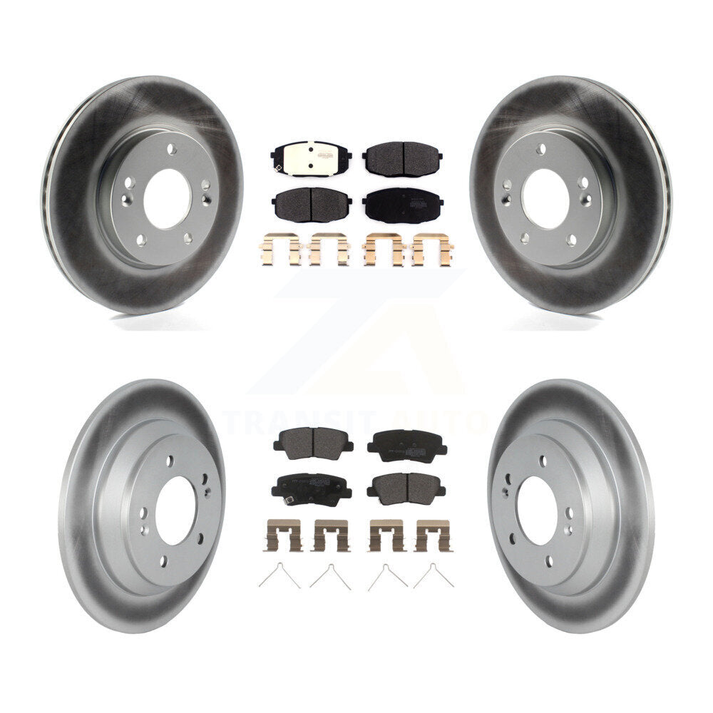 Front Rear Coated Brake Rotor & Semi-Metallic Pad Kit For 2022 Hyundai Kona FWD with 1.6L KGF-102916