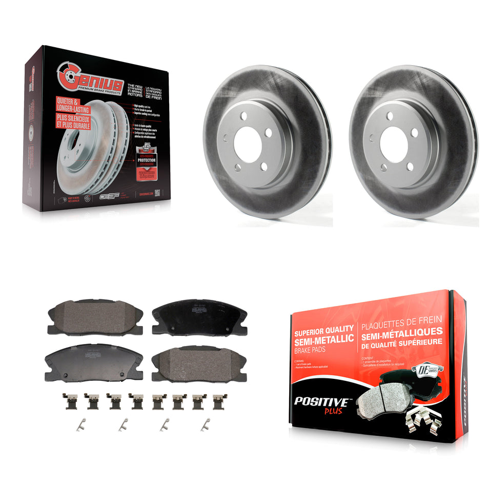 Front Coated Disc Brake Rotors Semi-Metallic Pad Kit For 2014 Dodge Charger RWD with 3.6L KGF-102925