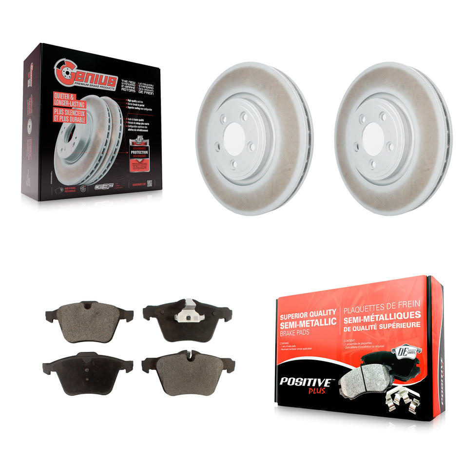 Front Coated Disc Brake Rotors And Semi-Metallic Pads Kit For 2010 Jaguar XF Premium KGF-102927
