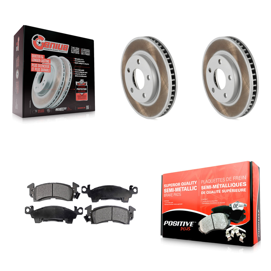 Front Coated Brake Rotor Semi-Metallic Pad Kit For 92-93 Cadillac Commercial Chassis 5.7L KGF-102931