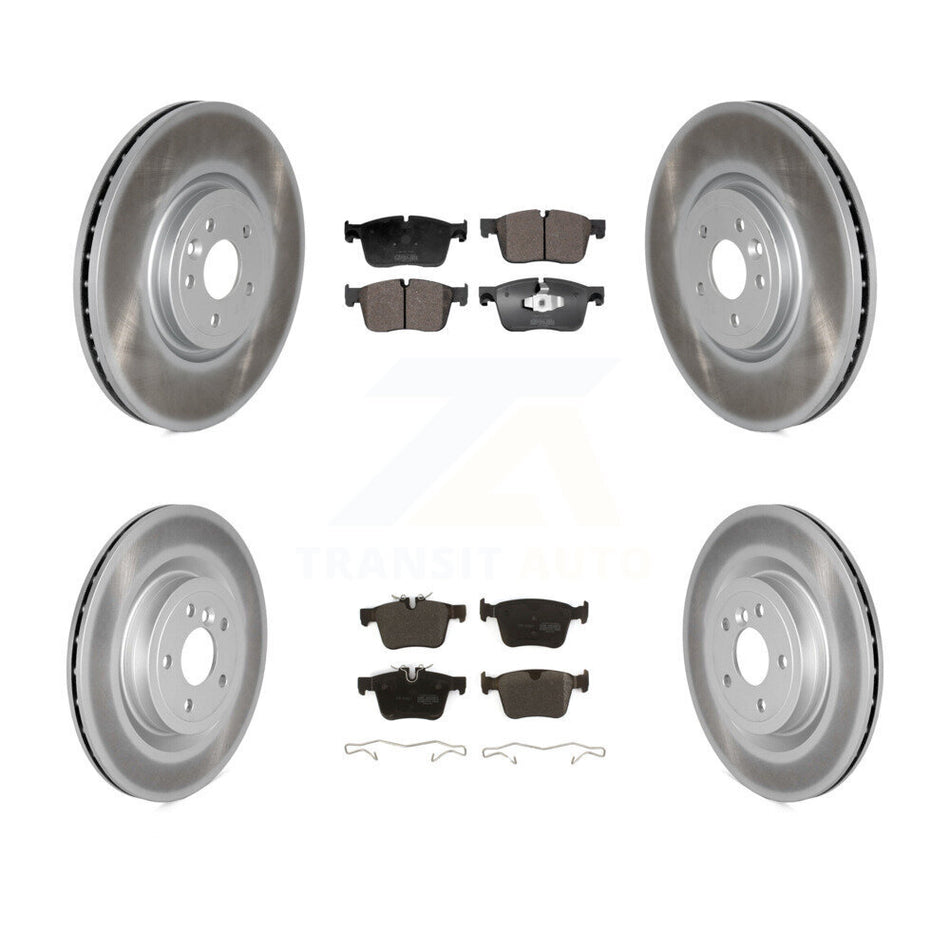 Front Rear Coated Disc Brake Rotors And Semi-Metallic Pads Kit For Jaguar XE XF KGF-102936