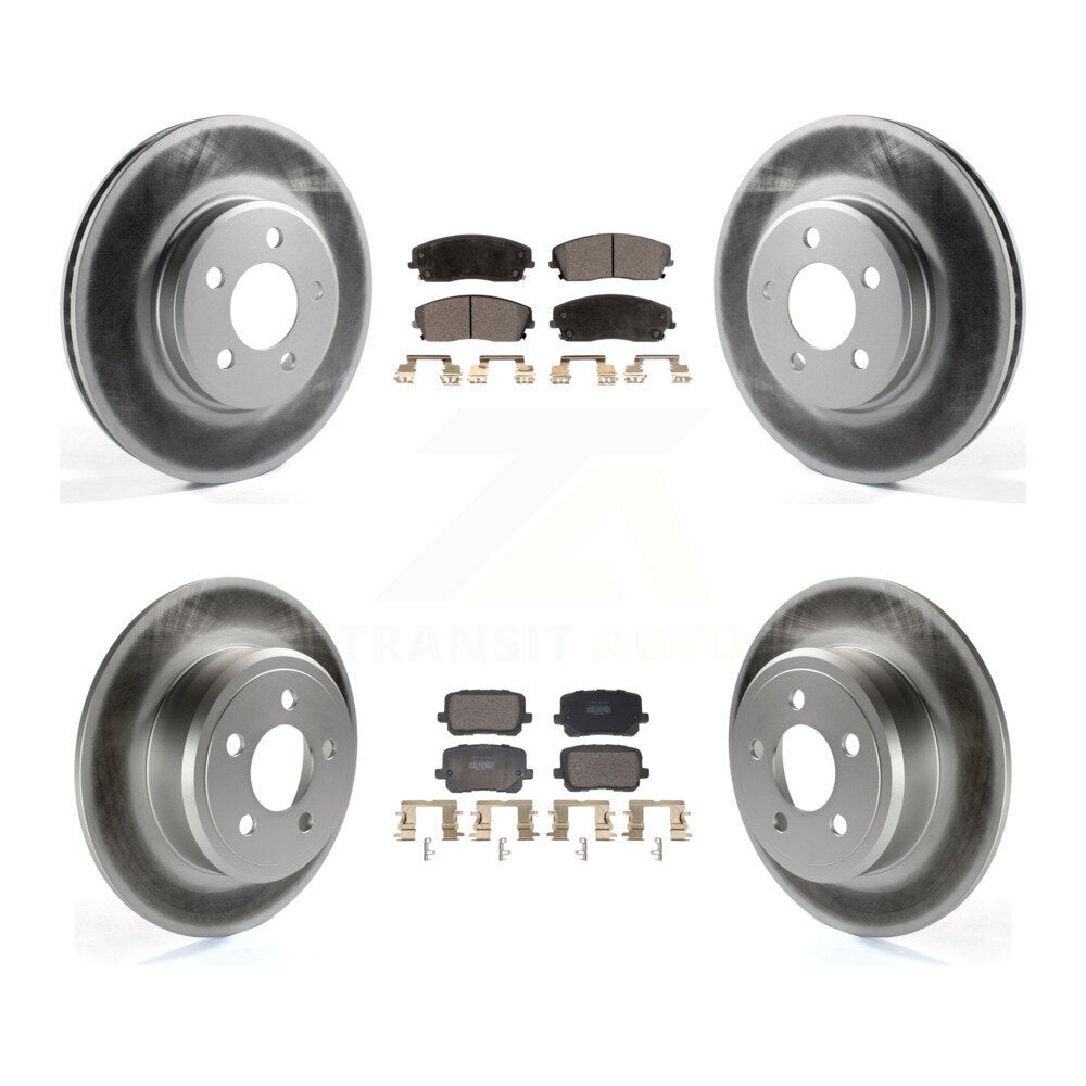 Front Rear Coated Brake Rotors Semi-Metallic Pad Kit For 2014 Dodge Charger RWD with 3.6L KGF-102942