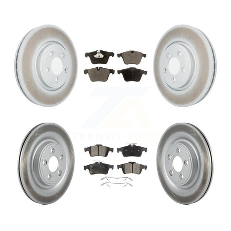 Front Rear Coated Disc Brake Rotors And Semi-Metallic Pads Kit For Jaguar XF KGF-102946