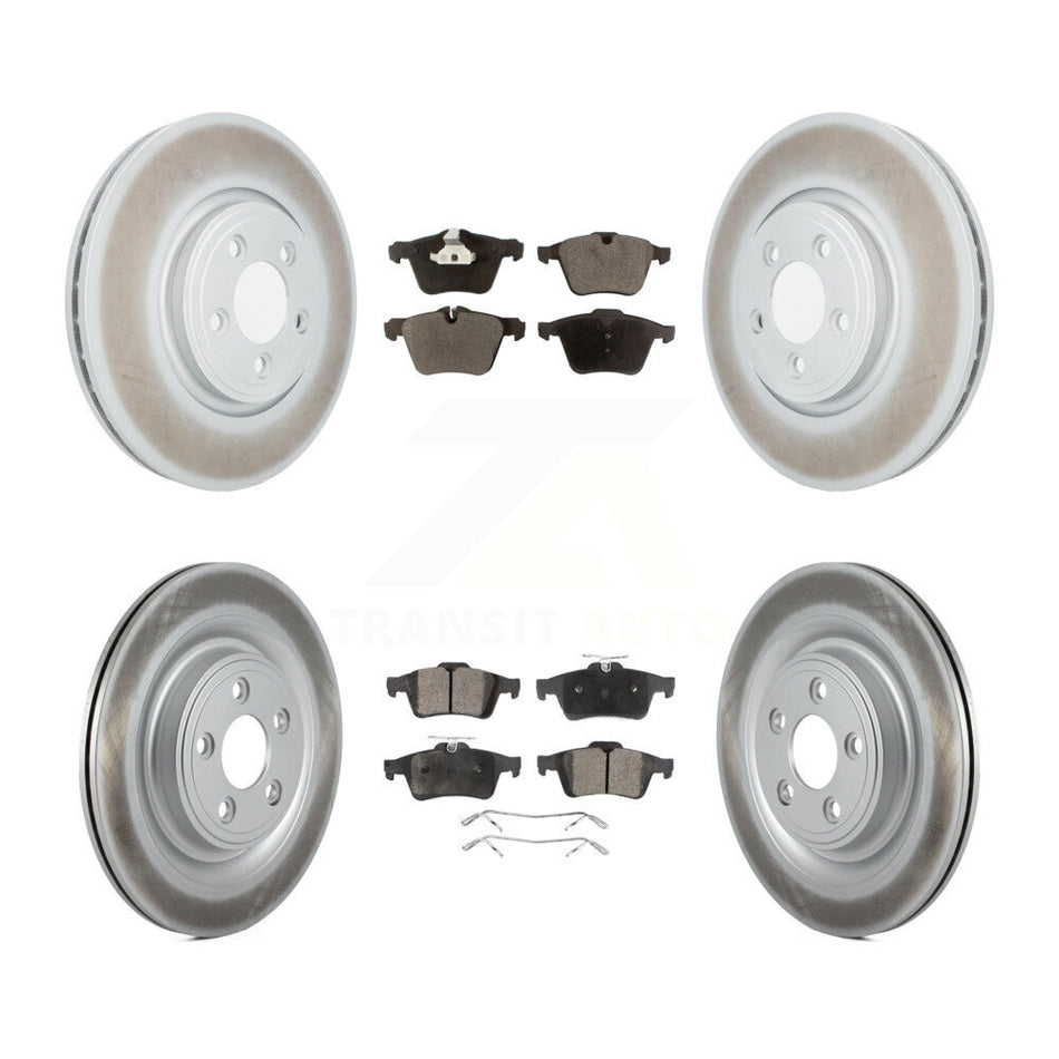 Front Rear Coated Disc Brake Rotors And Semi-Metallic Pads Kit For Jaguar XF KGF-102946