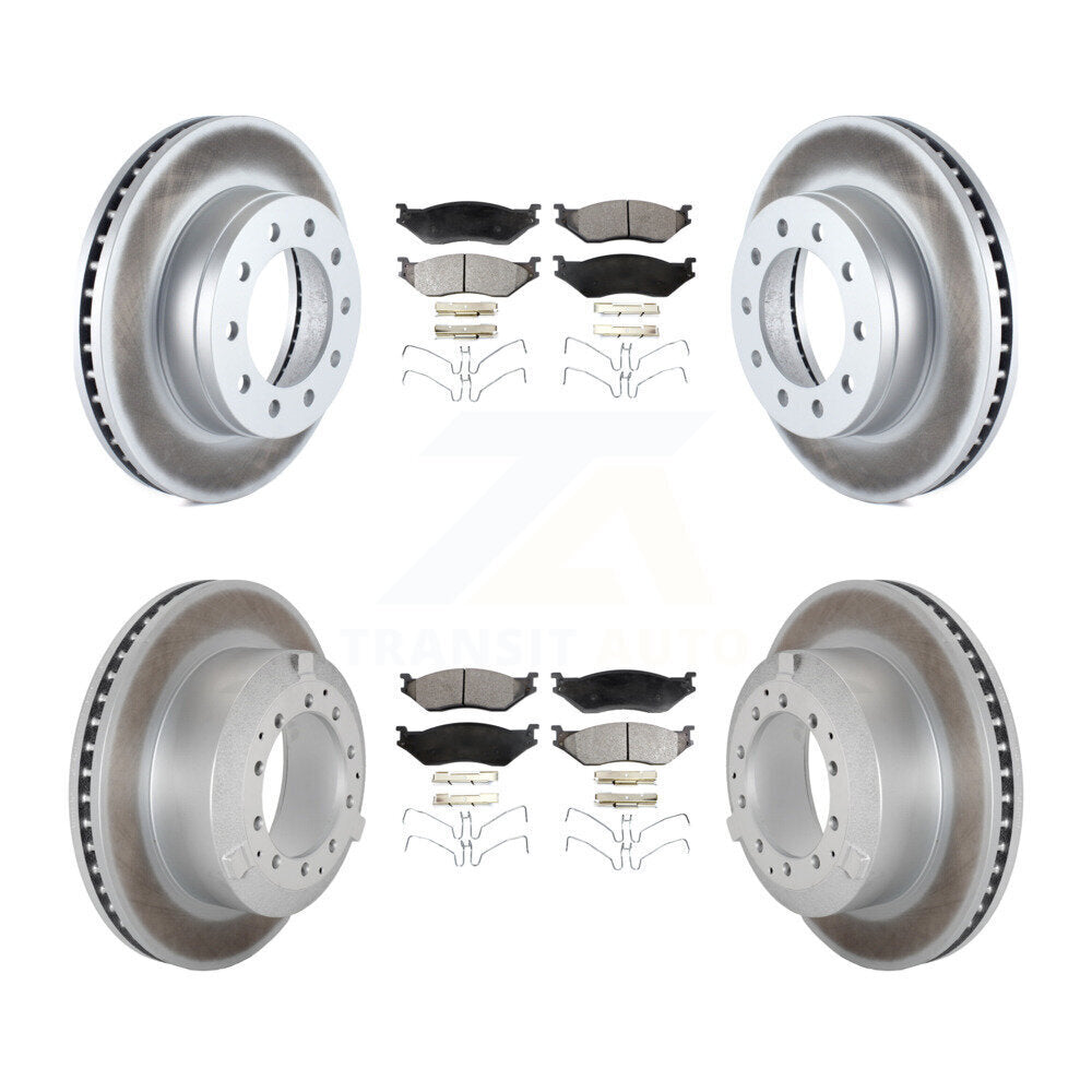Front Rear Coated Brake Rotor Semi-Metallic Pad Kit For Ford F-450 Super Duty F-550 CF500 KGF-102949