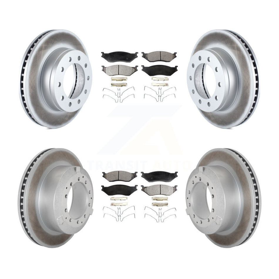 Front Rear Coated Brake Rotor Semi-Metallic Pad Kit For Ford F-450 Super Duty F-550 CF500 KGF-102949