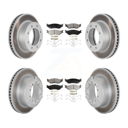 Front Rear Coated Disc Brake Rotors And Semi-Metallic Pads Kit For Ford F-450 Super Duty KGF-102952