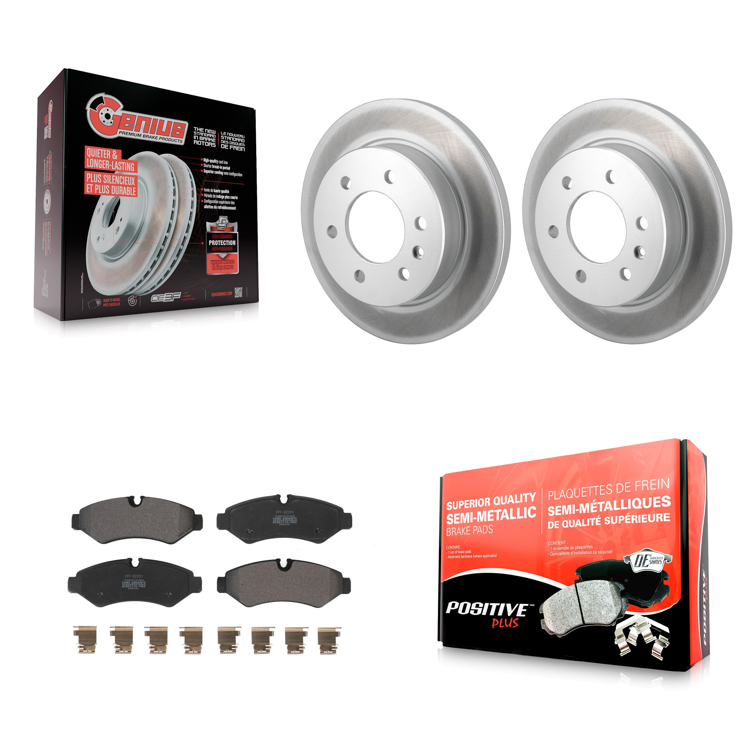 Rear Coated Brake Rotor & Semi-Metallic Pad Kit For Mercedes-Benz Sprinter 2500 3500 4500 KGF-102961
