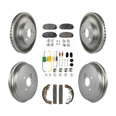 Front Rear Coated Disc Brake Rotors Semi-Metallic Pad And Drum Kit (7Pc) For Toyota Yaris KGF-102963