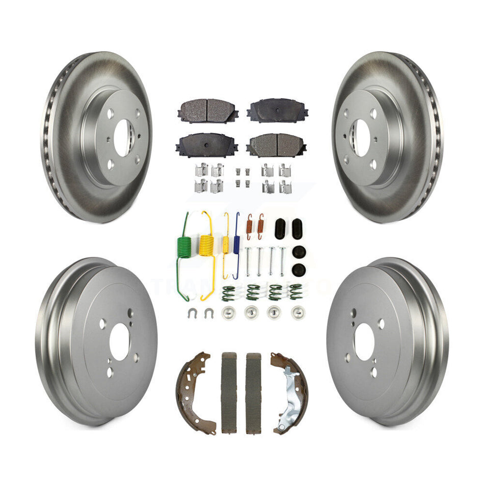 Front Rear Coated Disc Brake Rotors Semi-Metallic Pad And Drum Kit (7Pc) For Toyota Yaris KGF-102963