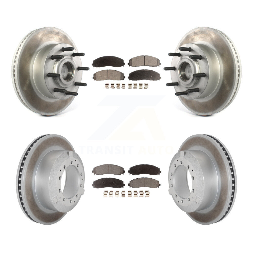 Front Rear Coated Disc Brake Rotors And Semi-Metallic Pads Kit For Ford F-350 Super Duty KGF-102966