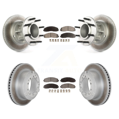 Front Rear Coated Disc Brake Rotors And Semi-Metallic Pads Kit For Ford F-350 Super Duty KGF-102967