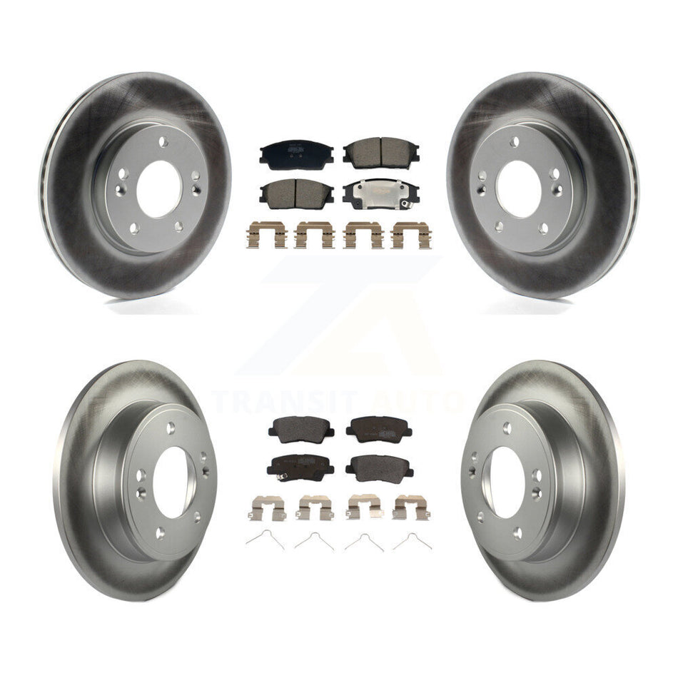 Front Rear Coated Disc Brake Rotors And Semi-Metallic Pads Kit For Hyundai Venue Kia Soul KGF-102971