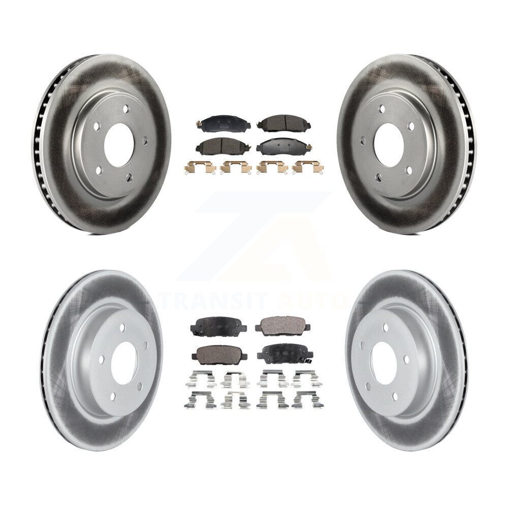 Front Rear Coated Disc Brake Rotors And Semi-Metallic Pads Kit For 2018 Nissan LEAF S KGF-102976
