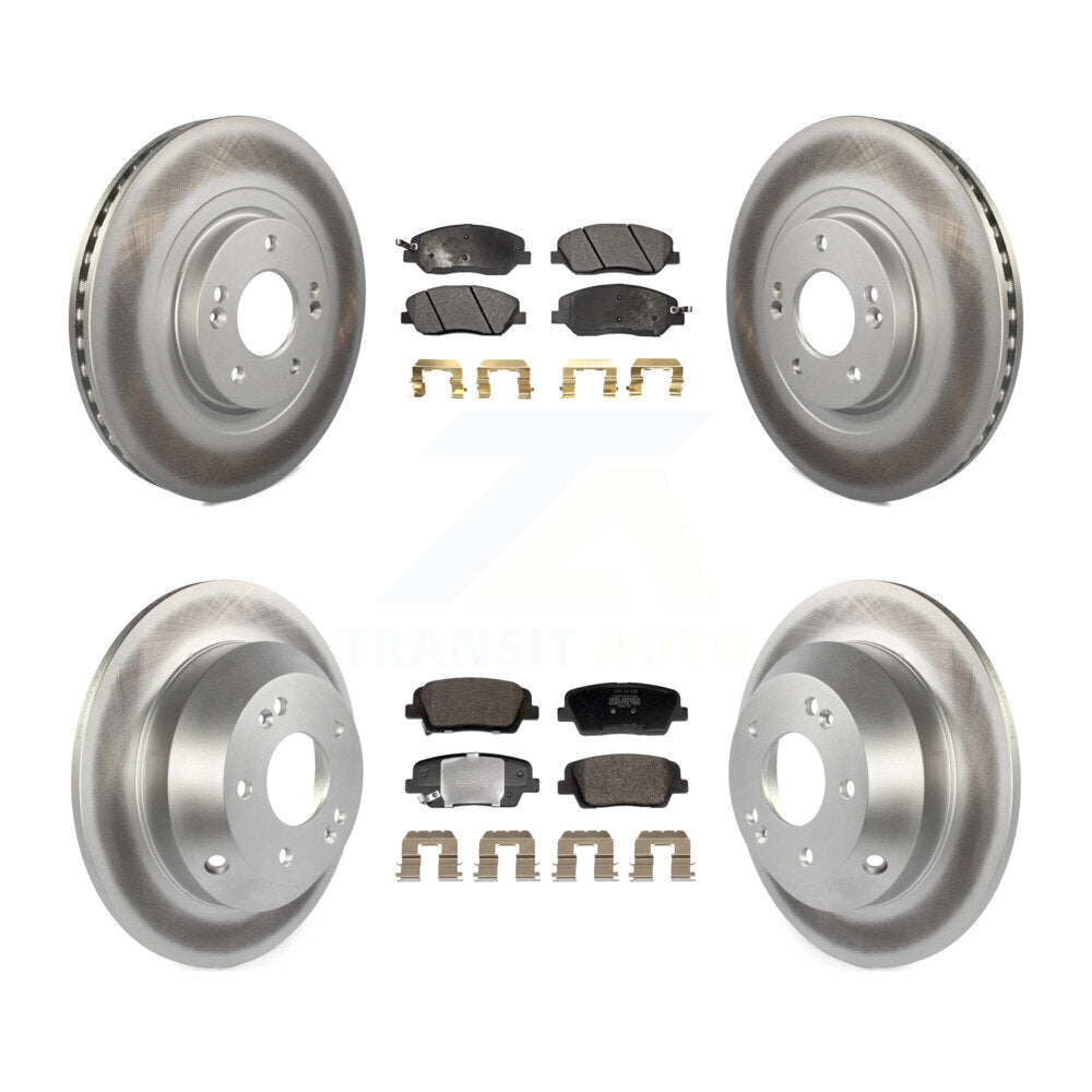 Front Rear Coat Brake Rotors Semi-Metallic Pad Kit For 2013-2016 Hyundai Santa Fe XL 3.3L KGF-102985
