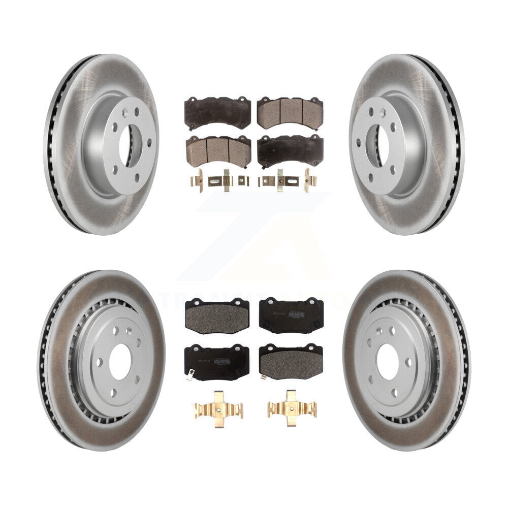 Front Rear Coated Disc Brake Rotors And Semi-Metallic Pads Kit For 2017 Cadillac ATS V KGF-102989
