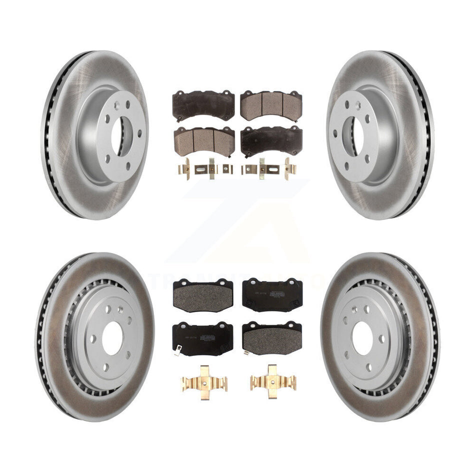 Front Rear Coated Disc Brake Rotors And Semi-Metallic Pads Kit For 2017 Cadillac ATS V KGF-102989