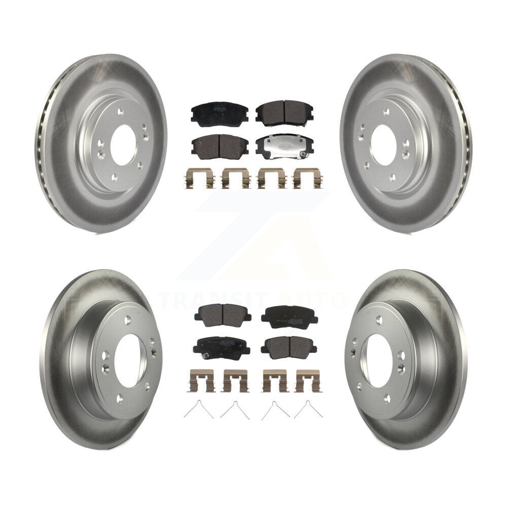 Front Rear Coated Disc Brake Rotors And Semi-Metallic Pads Kit For Kia Soul KGF-102991