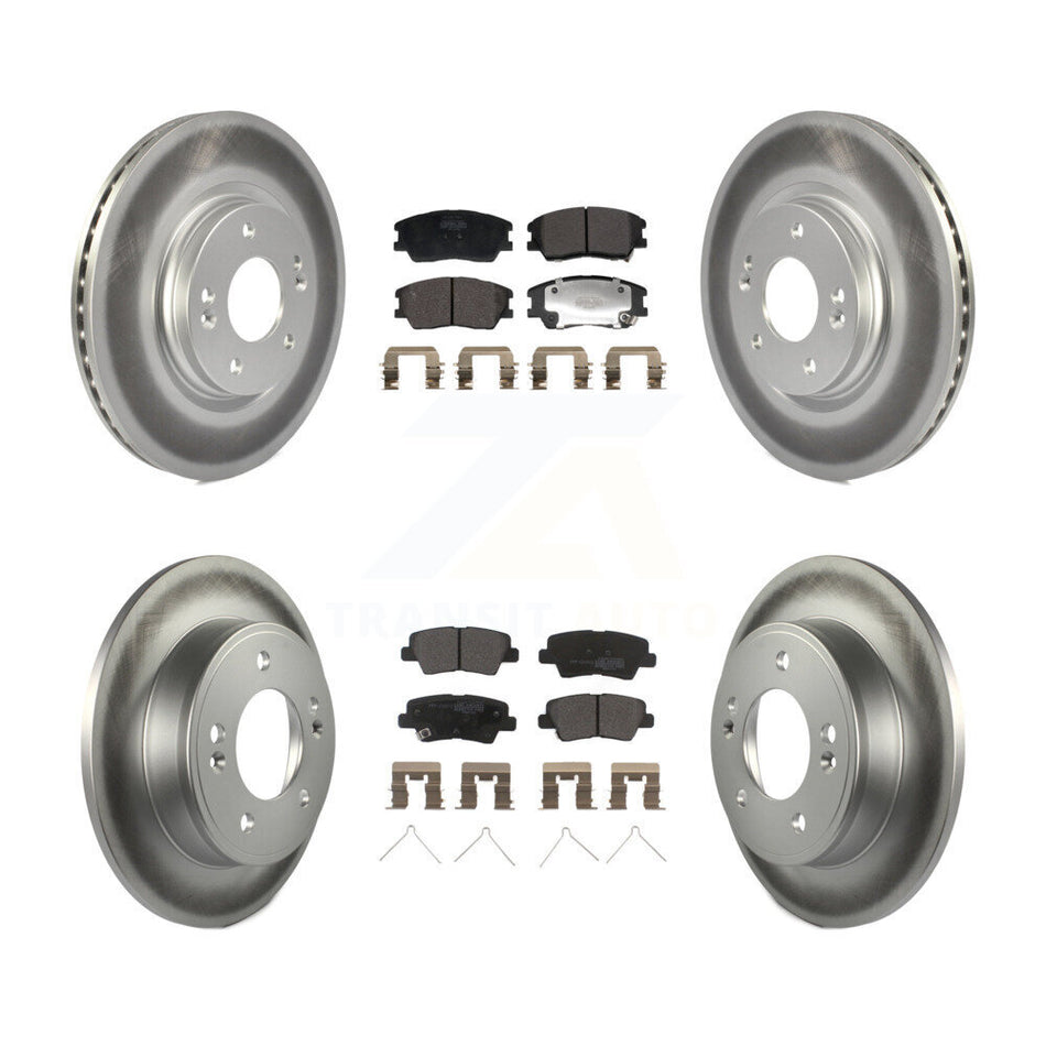 Front Rear Coated Disc Brake Rotors And Semi-Metallic Pads Kit For Kia Soul KGF-102991