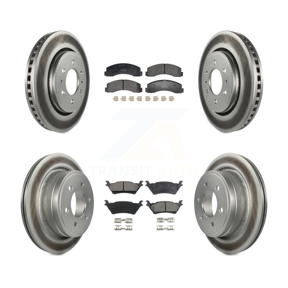 Front Rear Coated Disc Brake Rotors And Semi-Metallic Pads Kit For Ford F-150 KGF-102995