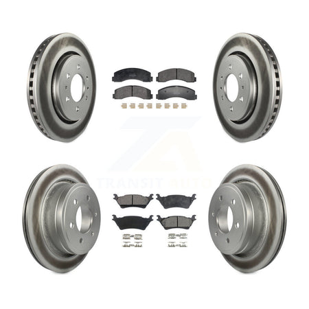Front Rear Coated Disc Brake Rotors And Semi-Metallic Pads Kit For Ford F-150 KGF-102995