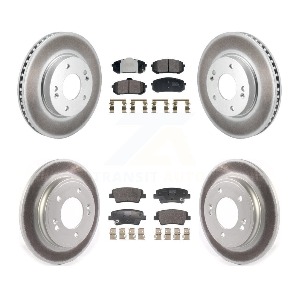 Front Rear Coated Disc Brake Rotors And Semi-Metallic Pads Kit For Hyundai Elantra KGF-102996