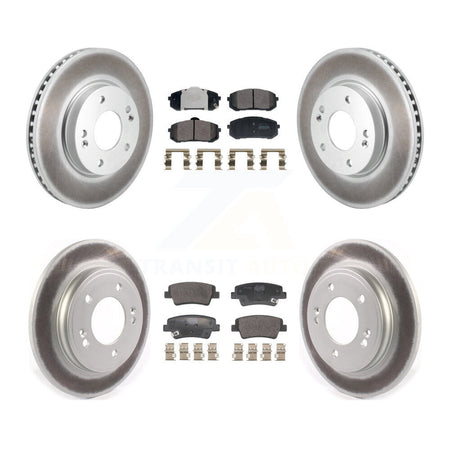 Front Rear Coated Disc Brake Rotors And Semi-Metallic Pads Kit For Hyundai Elantra KGF-102996
