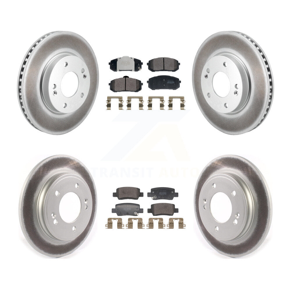 Front Rear Coated Disc Brake Rotors And Semi-Metallic Pads Kit For Hyundai Elantra KGF-102997