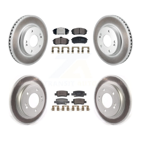Front Rear Coated Disc Brake Rotors And Semi-Metallic Pads Kit For Hyundai Elantra KGF-102997
