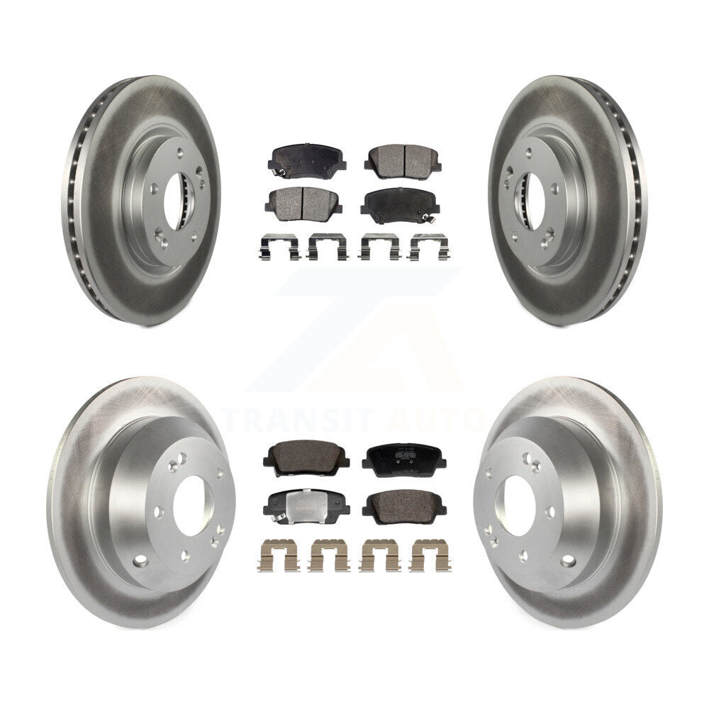 Front Rear Coated Disc Brake Rotor Semi-Metallic Pad Kit For Hyundai Santa Fe Kia Sorento KGF-102999