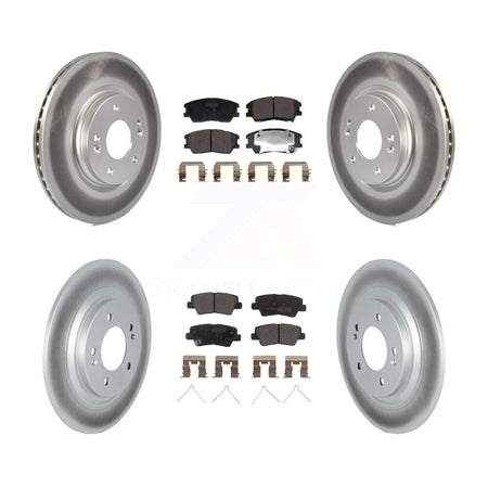 Front Rear Coated Disc Brake Rotors And Semi-Metallic Pads Kit For 2020-2023 Kia Soul EV KGF-103002