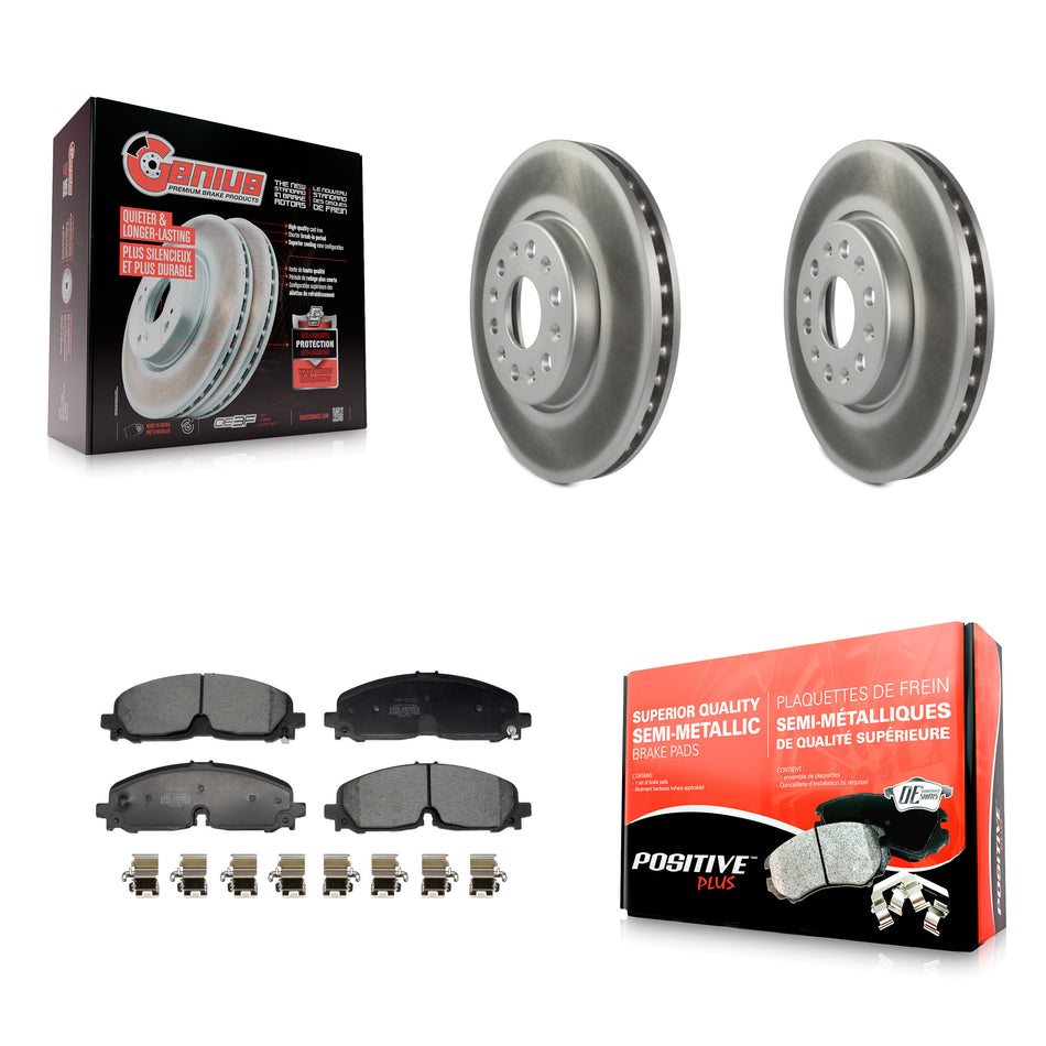 Front Coated Brake Rotor & Semi-Metallic Pad Kit For Chevrolet Traverse Blazer GMC Acadia KGF-103011