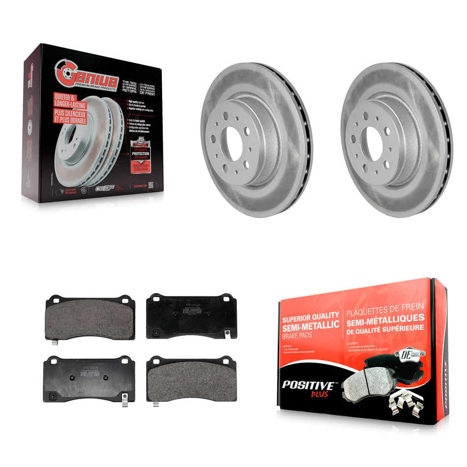 Front Coat Brake Rotor Semi-Metallic Pad Kit For 17-22 Tesla 3 With Gray Painted Calipers KGF-103018