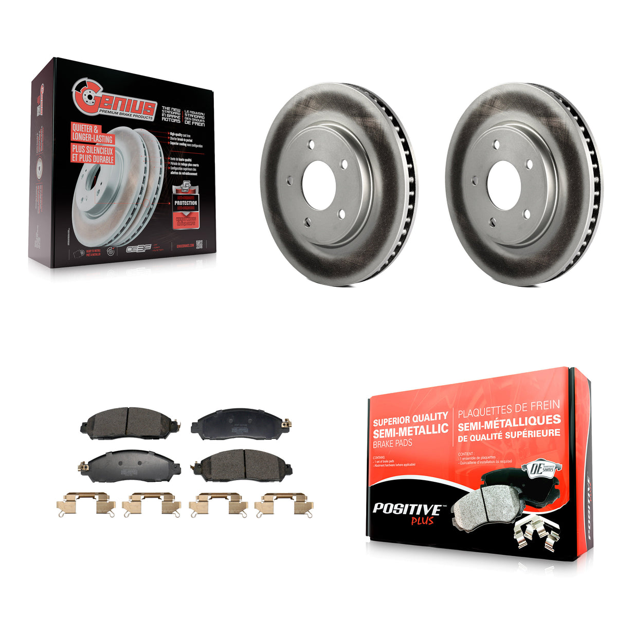 Front Coated Disc Brake Rotors And Semi-Metallic Pads Kit For Nissan LEAF NV200 KGF-103019