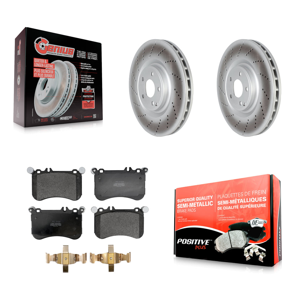 Front Coated Disc Brake Rotors & Semi-Metallic Pad Kit For 2012-2018 Mercedes-Benz CLS550 KGF-103023