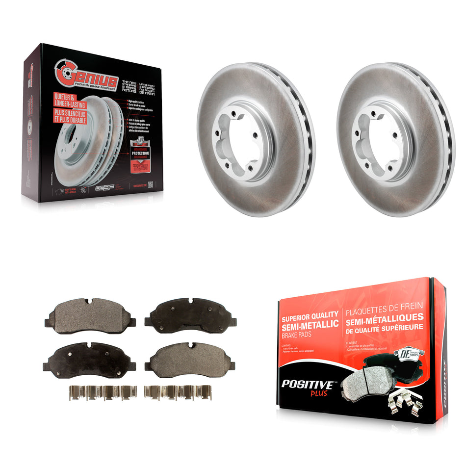Front Coat Brake Rotor Semi-Metallic Pad Kit For Ford Transit-250 Transit-150 Transit-350 KGF-103029