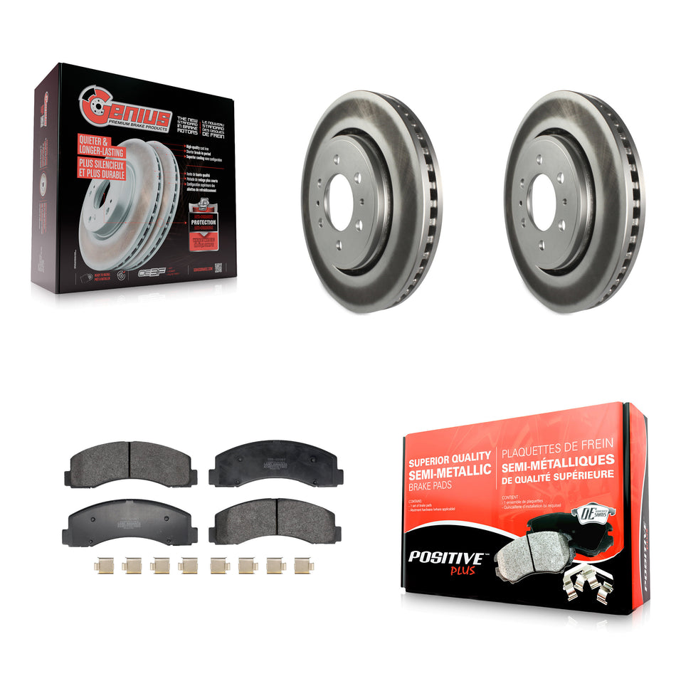 Front Coat Brake Rotors Semi-Metallic Pad Kit For Ford F-150 Expedition Lincoln Navigator KGF-103036