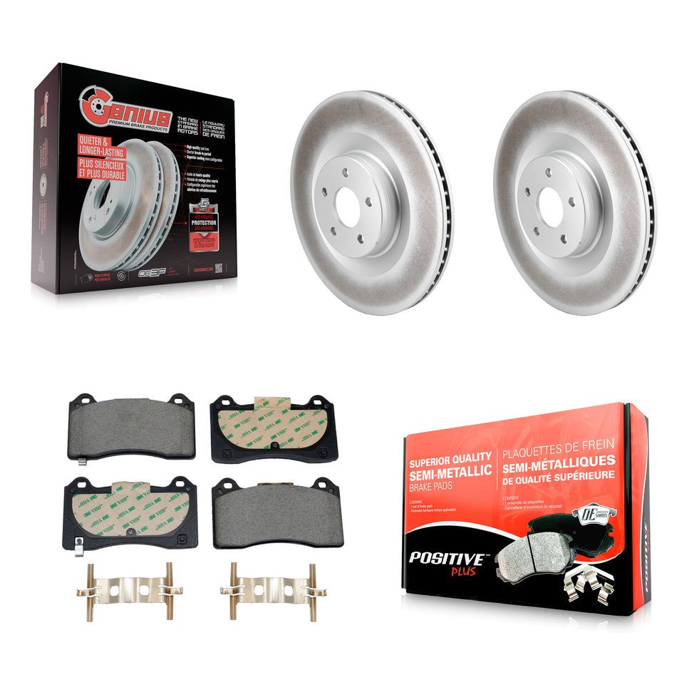 Front Coated Disc Brake Rotors And Semi-Metallic Pads Kit For 2016-2018 Ford Focus RS KGF-103040
