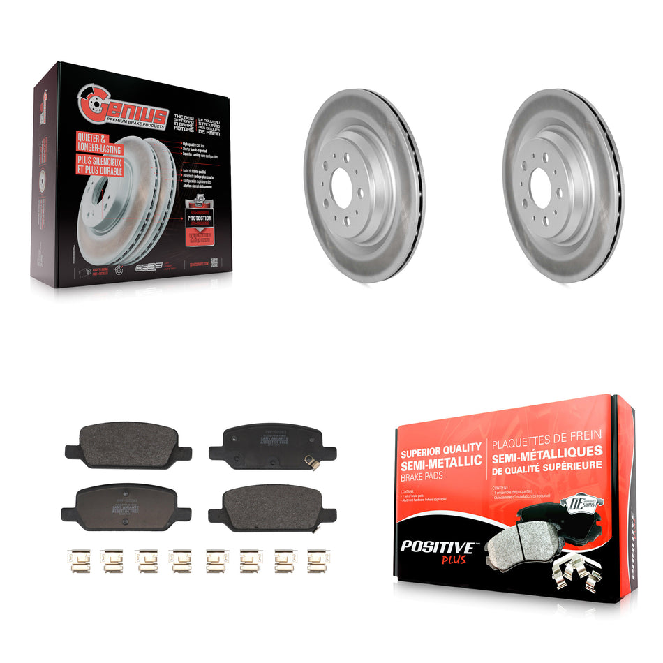 Rear Coat Brake Rotors Semi-Metallic Pad Kit For 17-22 Tesla 3 With Gray Painted Calipers KGF-103055
