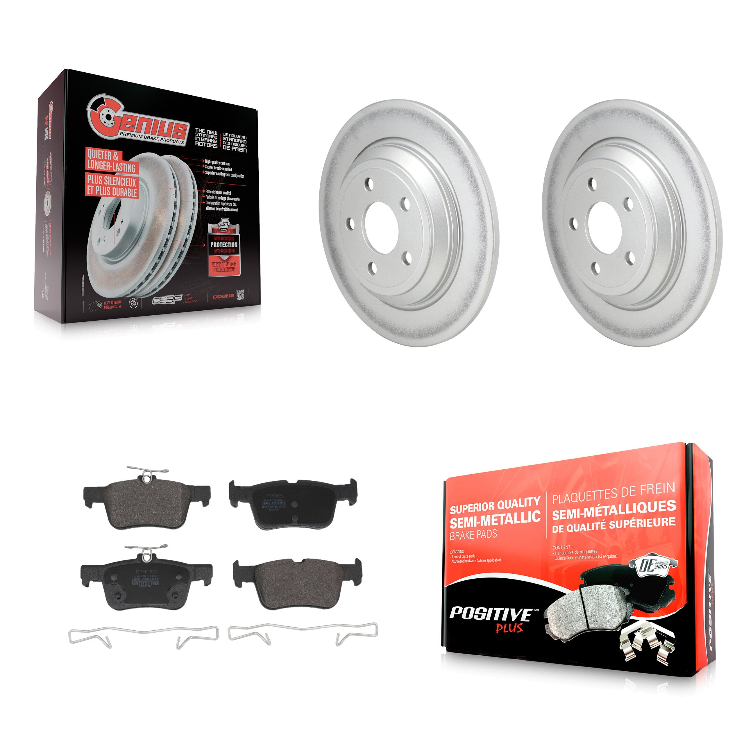 Rear Coat Brake Rotors Semi-Metallic Pad Kit For Ford Escape Bronco Sport Lincoln Corsair KGF-103064