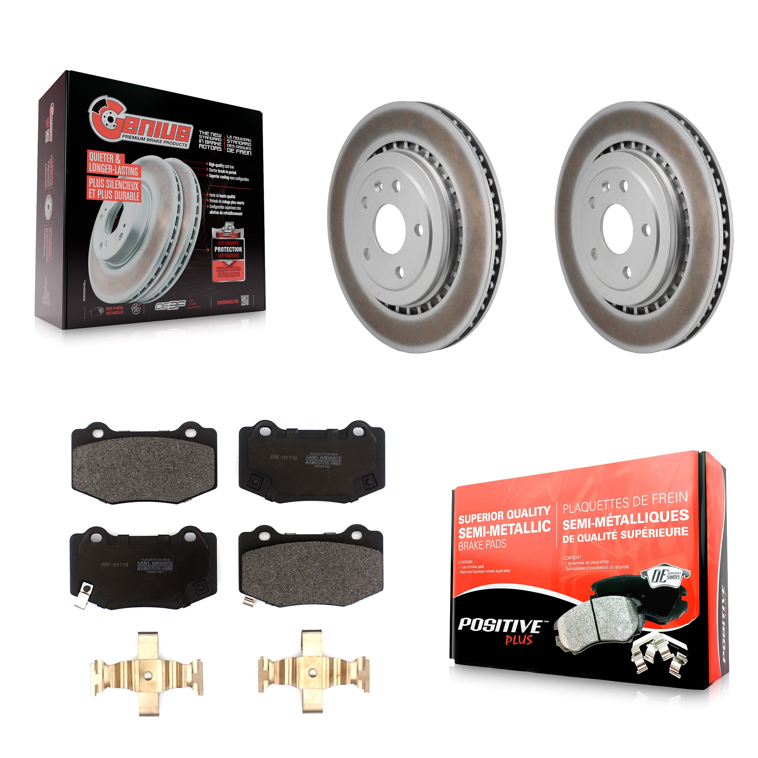Rear Coated Disc Brake Rotors And Semi-Metallic Pad Kit For Chevrolet Camaro Cadillac ATS KGF-103066