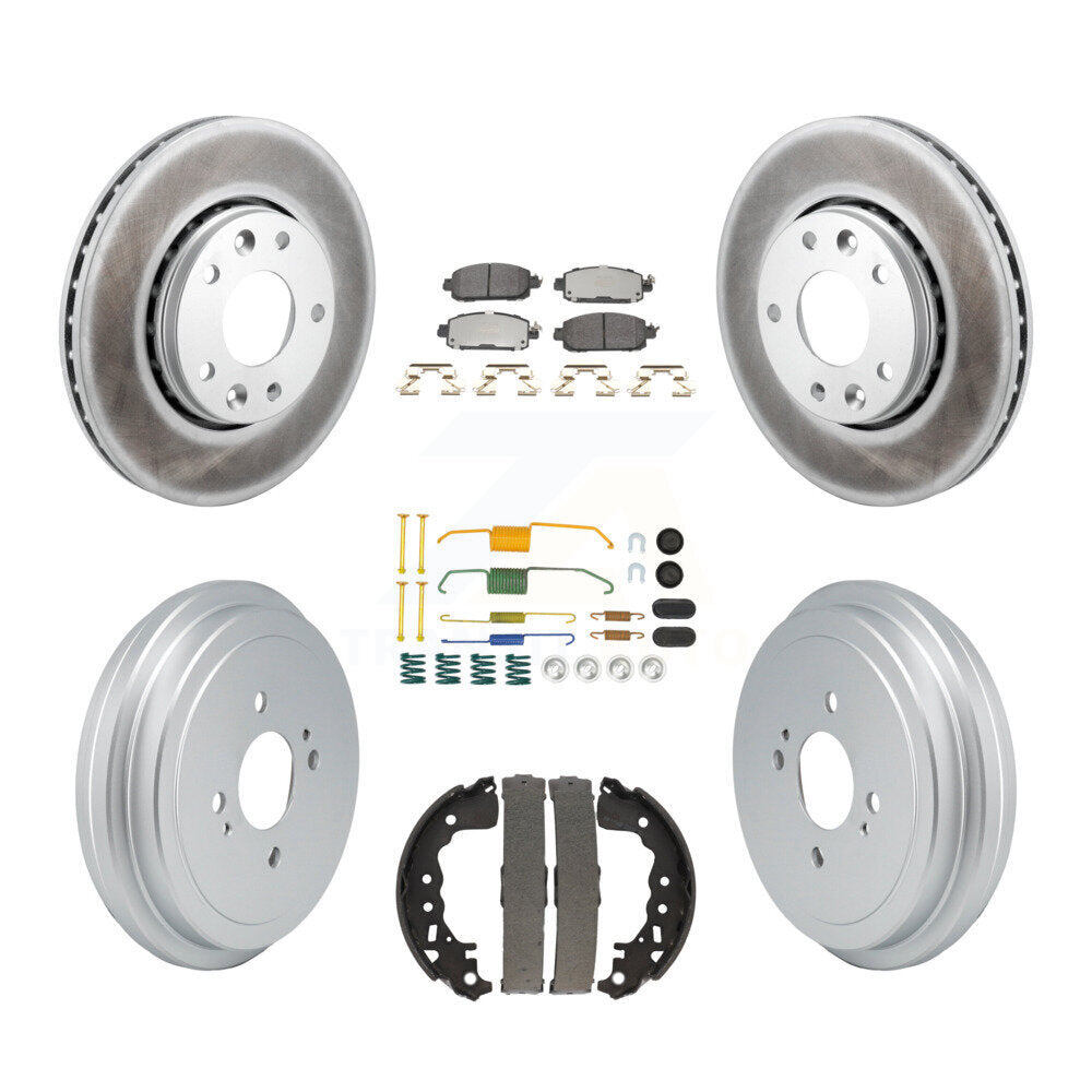 Front Rear Coated Disc Brake Rotors Semi-Metallic Pad And Drum Kit (7Pc) For Nissan Kicks KGF-103070