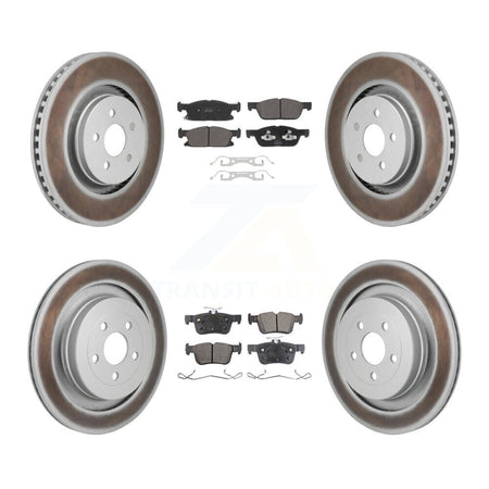 Front Rear Coat Brake Rotor Semi-Metallic Pad Kit For Ford Edge With Red Painted Calipers KGF-103083