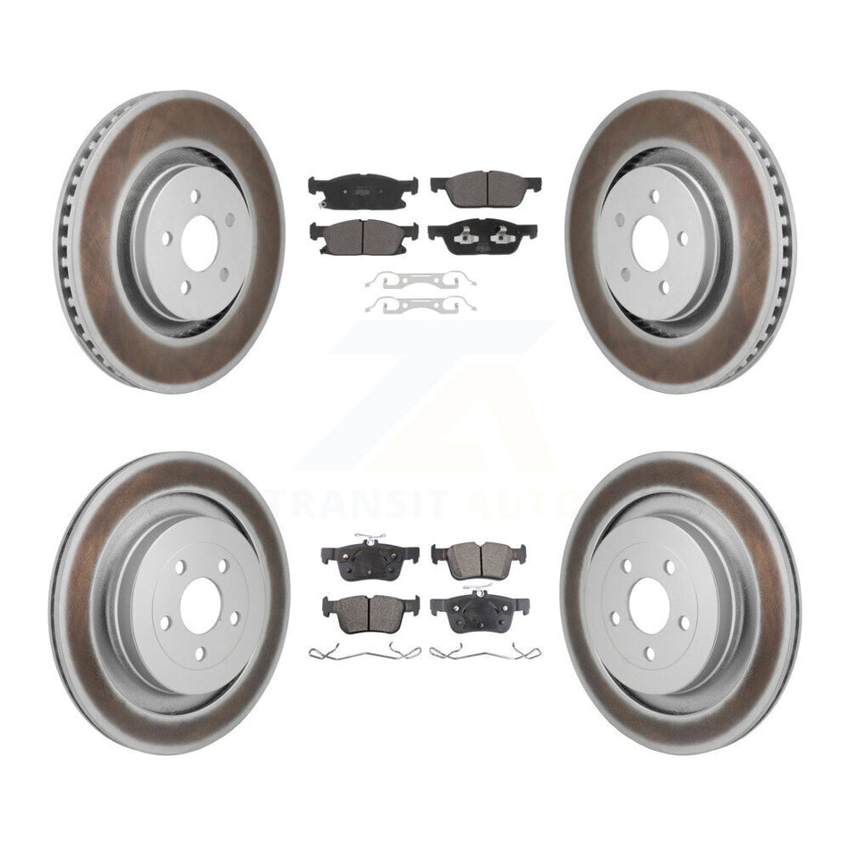 Front Rear Coat Brake Rotor Semi-Metallic Pad Kit For Ford Edge With Red Painted Calipers KGF-103083